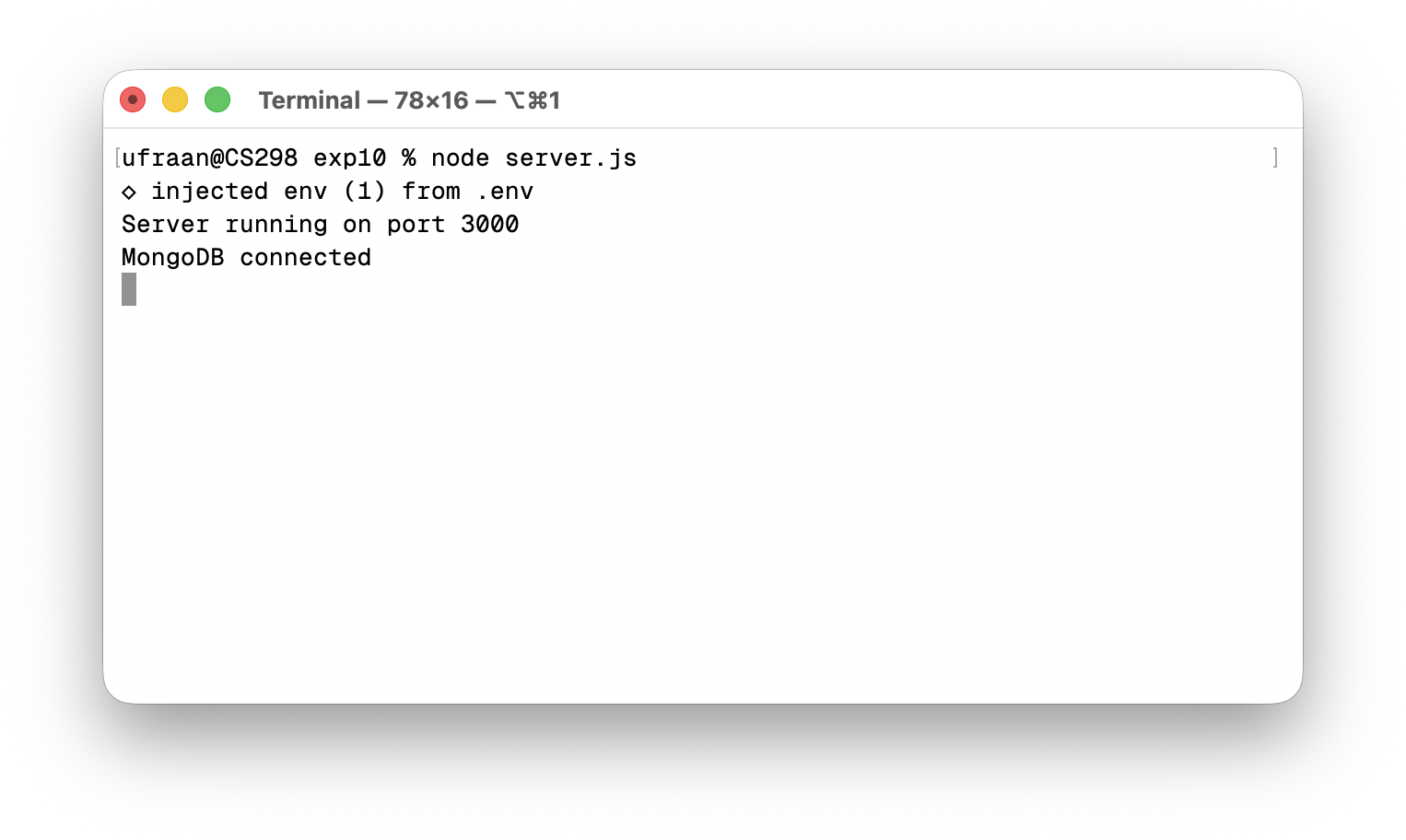 Terminal — node server.js