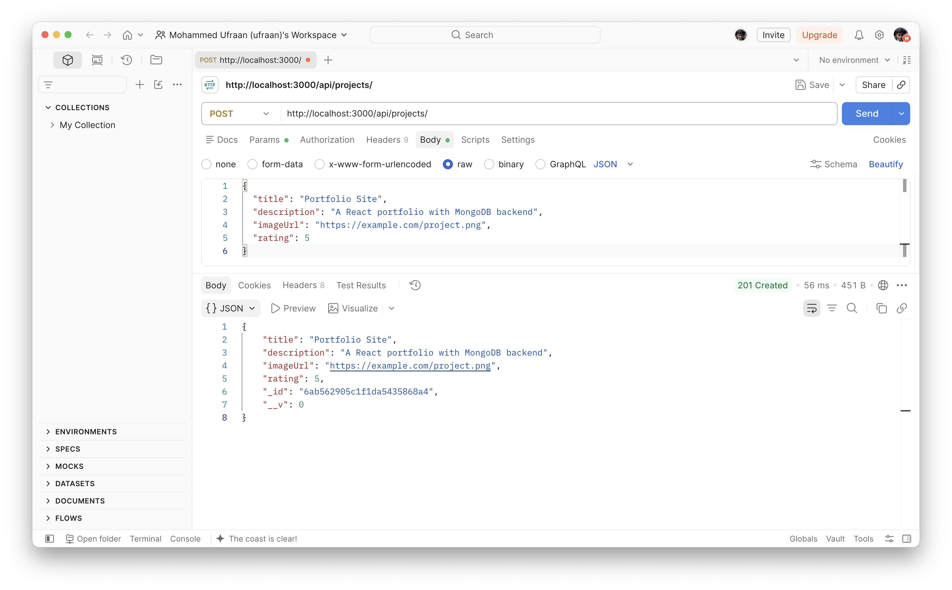 POST /api/projects
