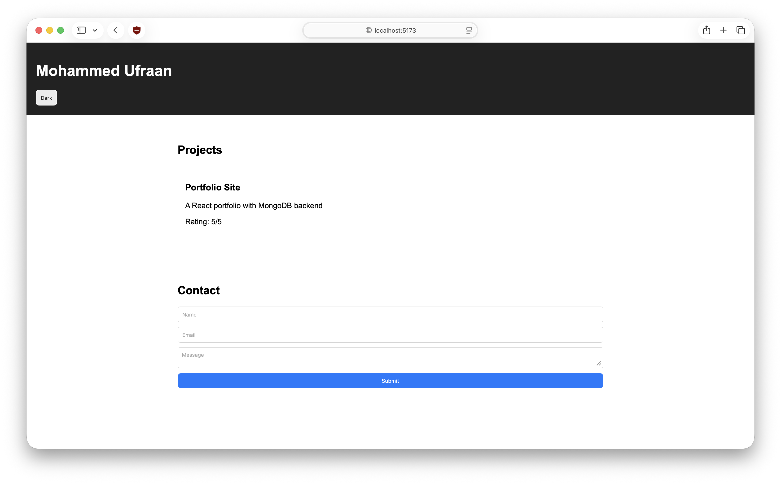 Site on localhost:5173