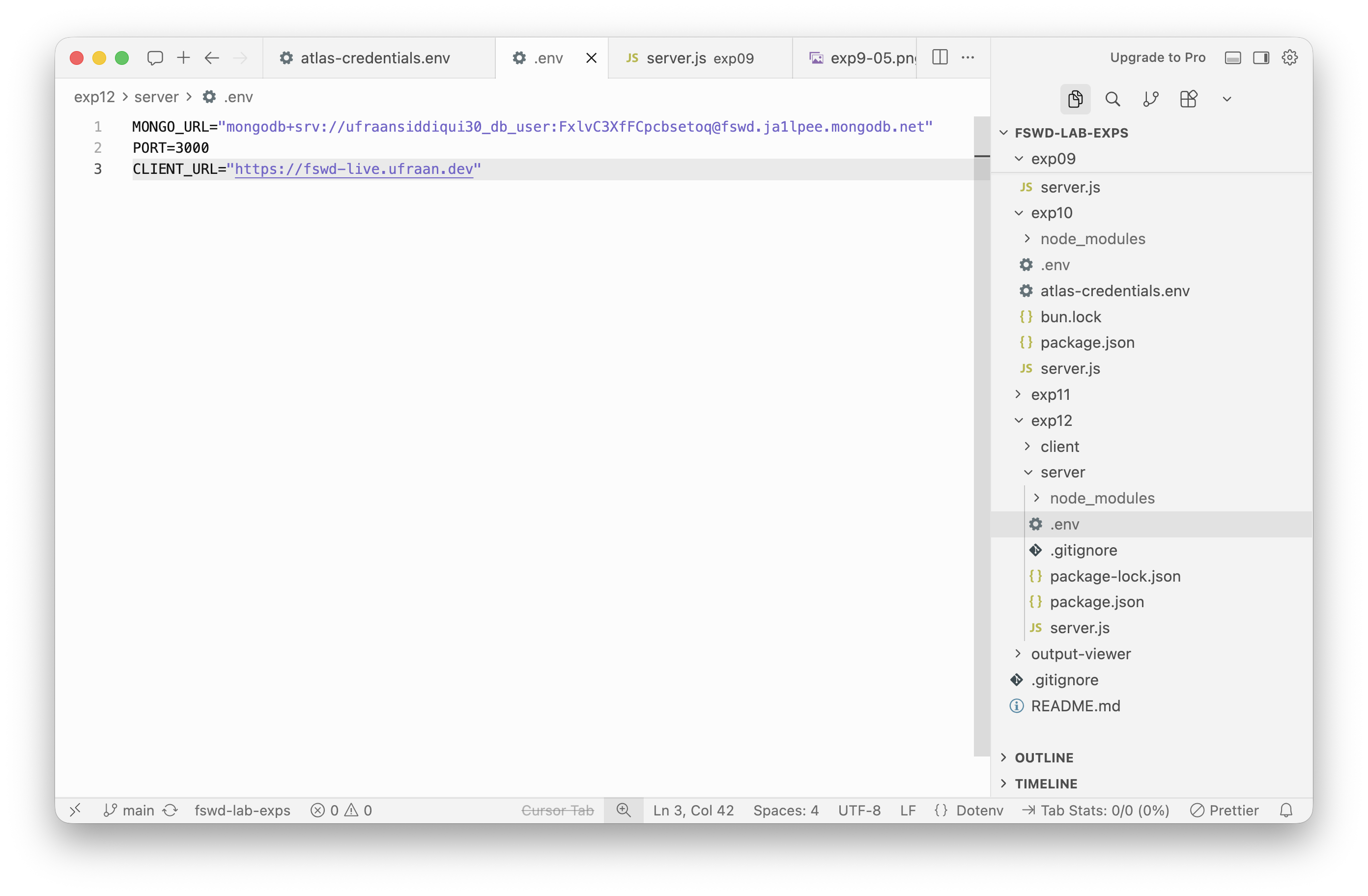 server .env — MONGO_URL, PORT, CLIENT_URL