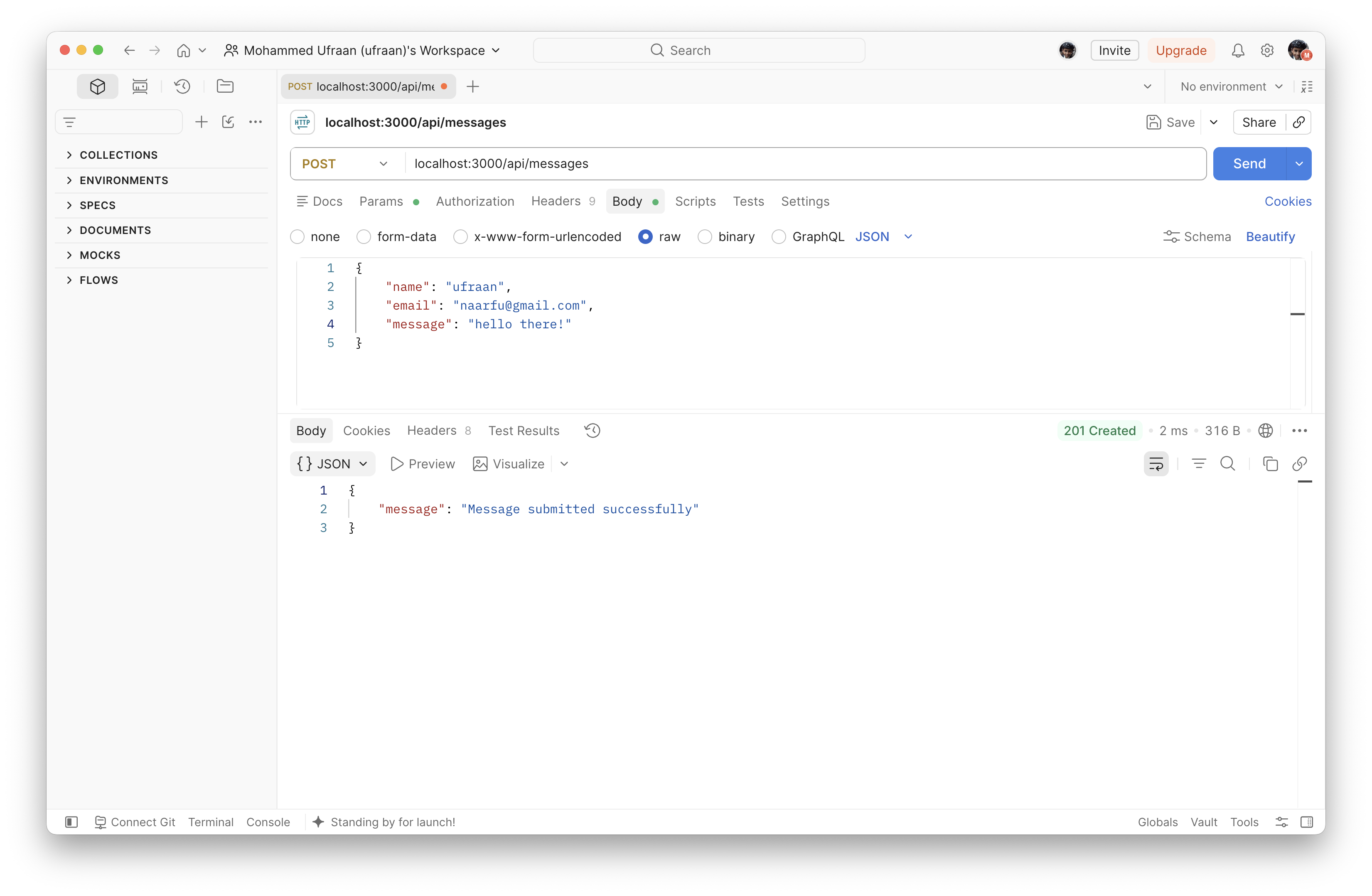 POST /api/messages